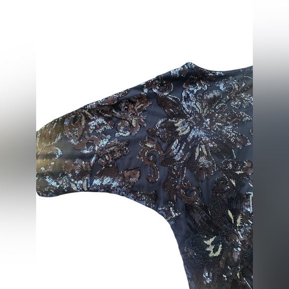 MSK Women’s Floral Sparkly Sequin Dark Blue Formal Blouse Size XL - Picture 6 of 7